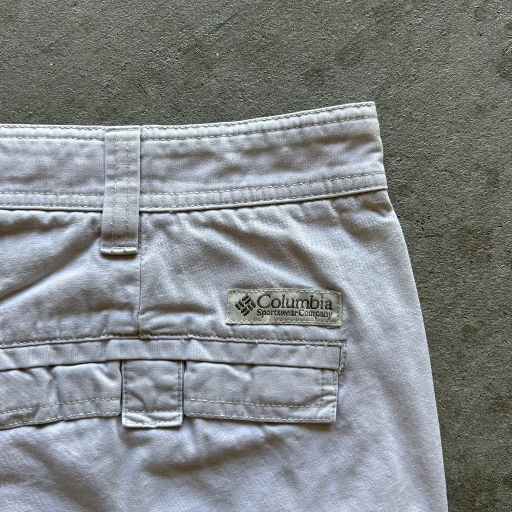 Vintage Columbia Pants Size 40x30 Cream Canvas Straight Leg Zipper Pocket Hiking